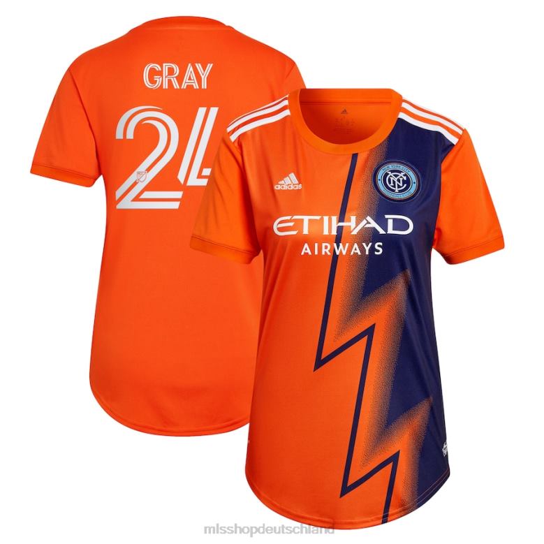 MLS Jerseys Frauen New York City FC Tayvon graues adidas orange 2022 The Volt Kit Replika-Spielertrikot 4PP8T1228