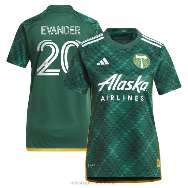 MLS Jerseys Frauen Portland Timbers Evander adidas grünes 2023 Portland Plaid Kit Replika-Trikot 4PP8T1045