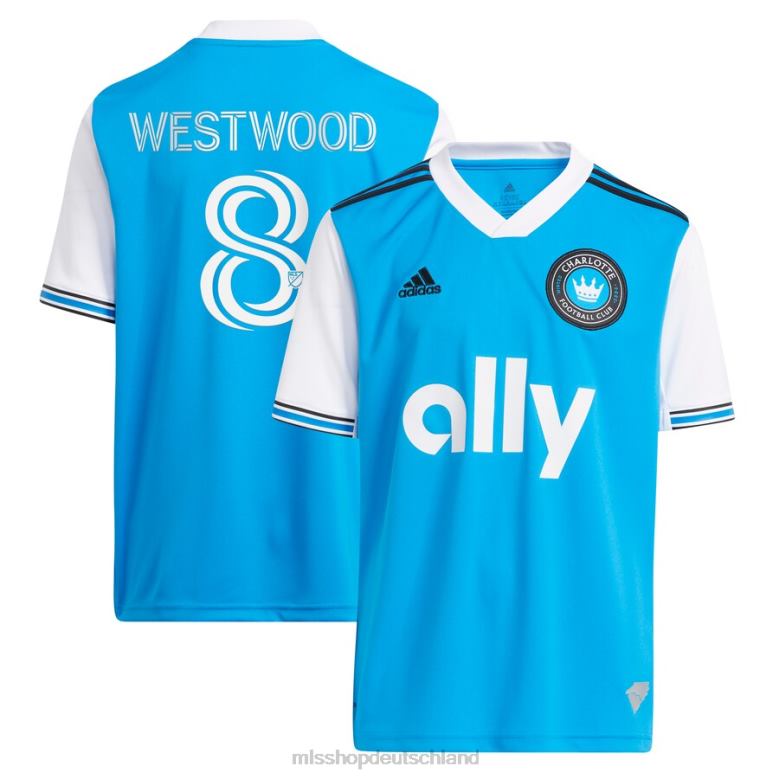 MLS Jerseys Kinder Charlotte FC Ashley Westwood adidas Blau 2023 neu geprägtes Replika-Spielertrikot 4PP8T1160
