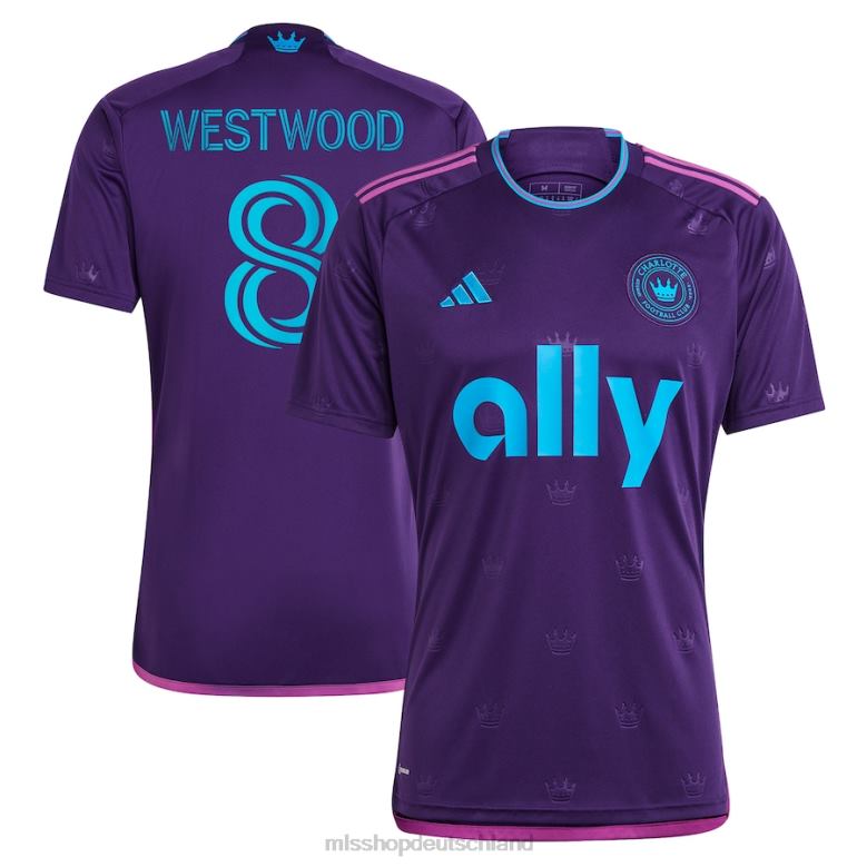 MLS Jerseys Männer Charlotte FC Ashley Westwood Adidas Lila 2023 Crown Jewel Kit Replika-Trikot 4PP8T1091