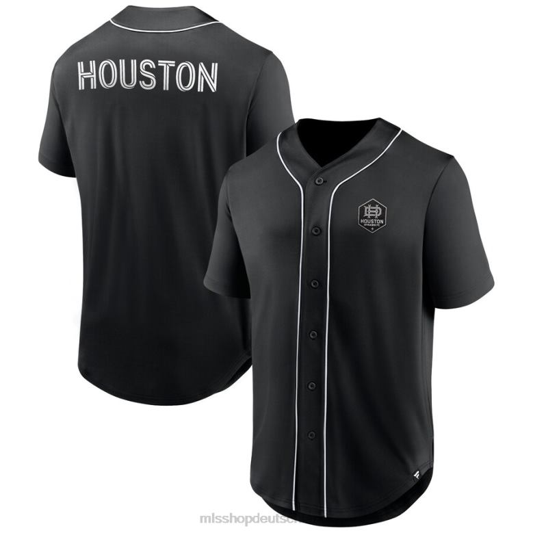 MLS Jerseys Männer Schwarzes, modisches Baseball-Trikot mit Knopfleiste und Logo der Houston Dynamo FC Fanatics aus der dritten Periode 4PP8T77